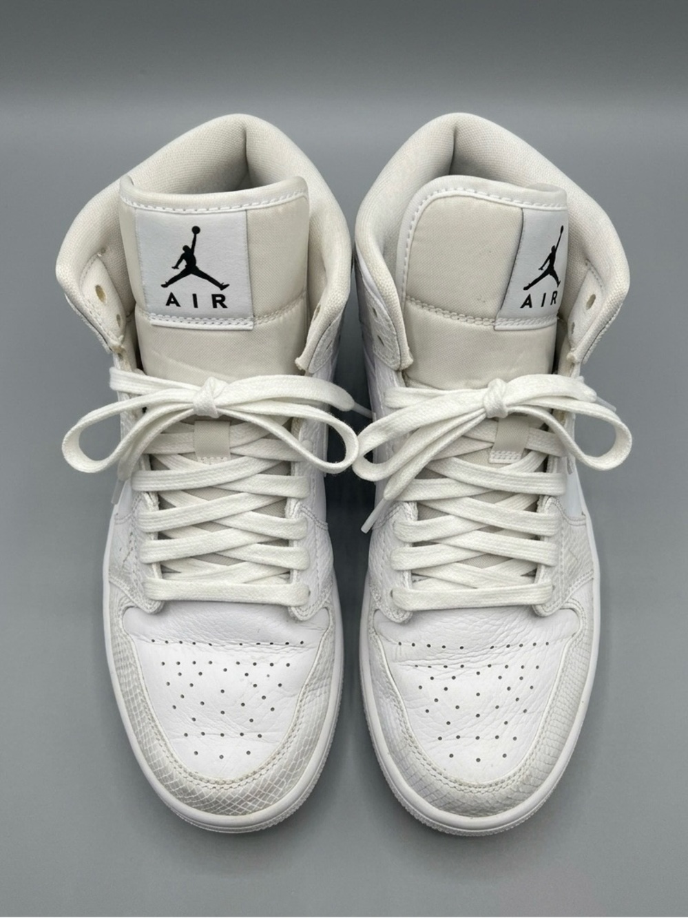 Air Jordan 1 Mid White Faux Snakeskin Sneakers Women’s 7.5